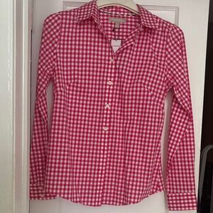 Pink and White Checkered Button-Up Shirt